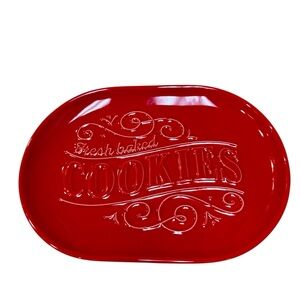 Hallmark Ceramic “Fresh Baked Cookies” Red Holiday Christmas Platter Plate